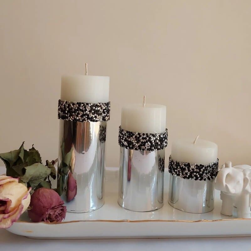 تصویر 3 از شمع نقره ای با بسته‌ بندی شیک و لوکس