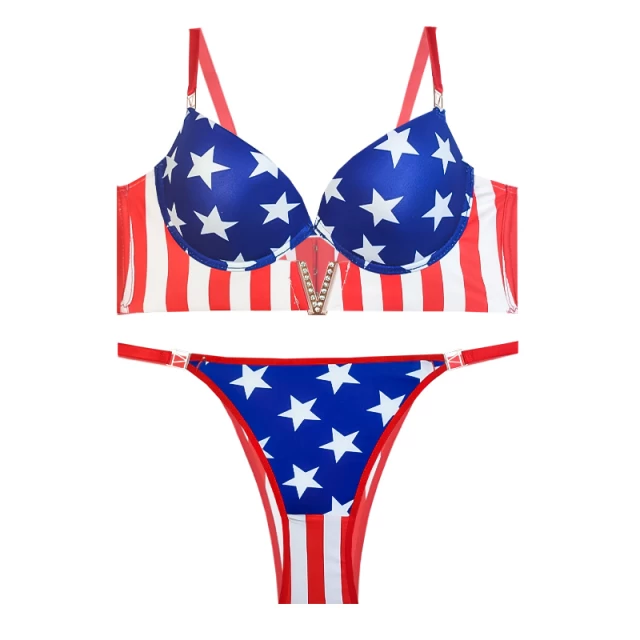ست شورت و سوتین زنانه مدل اسفنجی  طرح آمریکا