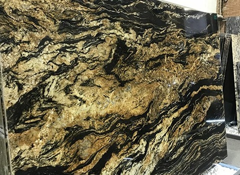 تصویر 1 از سنگ گرانیت مشکی رگه طلایی تجربه ای ماندگار در فضاهای لوکس