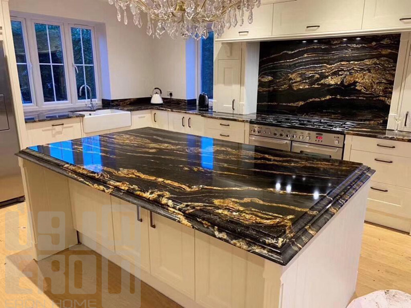 تصویر 4 از سنگ گرانیت مشکی رگه طلایی تجربه ای ماندگار در فضاهای لوکس