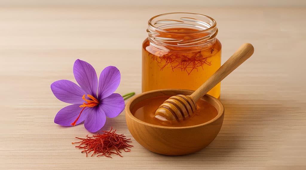 عسل زعفرانی طبیعی مناسب بهبود خلق‌ و خو و آرامش
