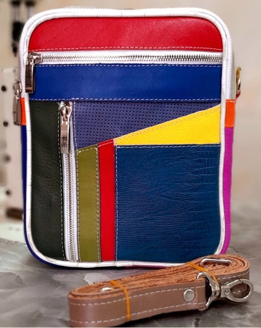 کیف دوشی زنانه چرم چهل تکه