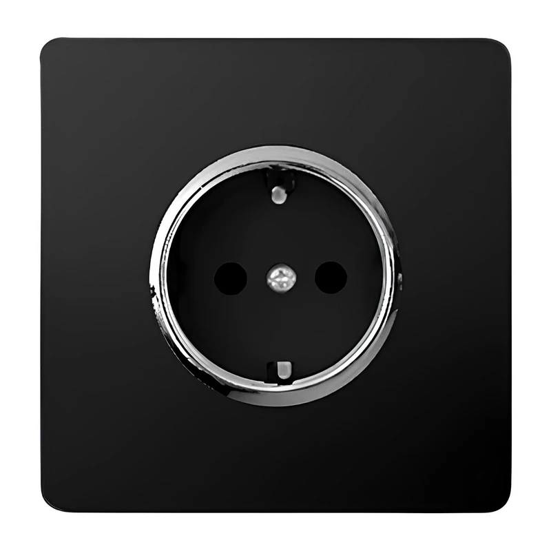 پریز برق ارت دار مشکی صنایع آسیا الکتریک مدل کریستال با کیفیت و زیبا