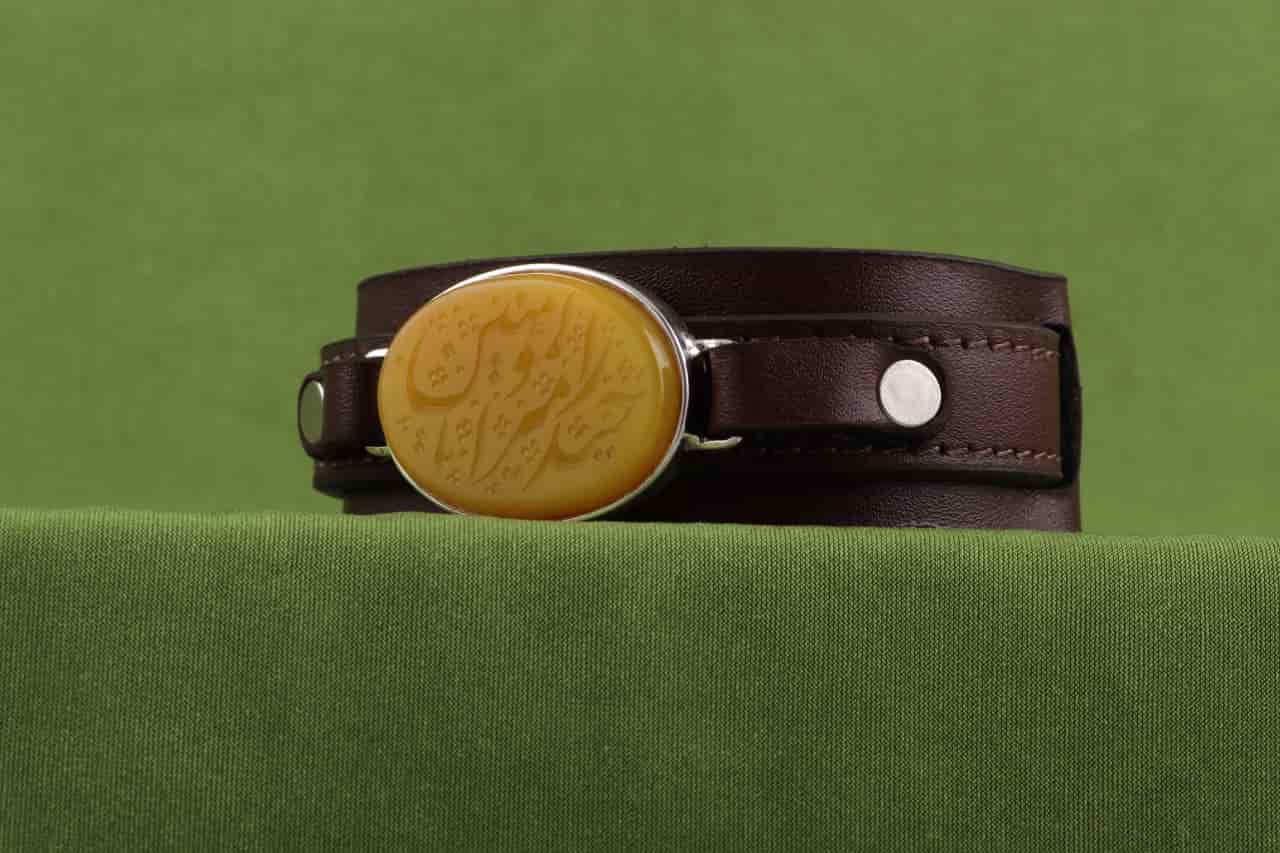 دستبند چرم شرف الشمس طراحي خاص با سنگ طبيعي