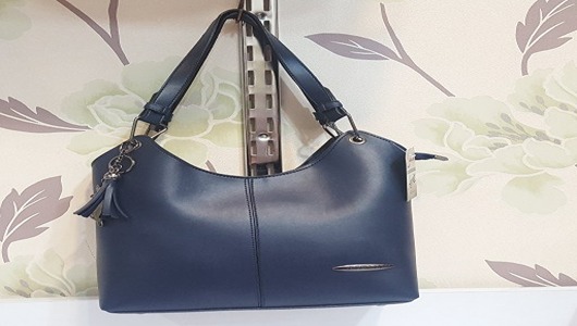 کیف چرم سرمه ای بزرگ با فضای جادار