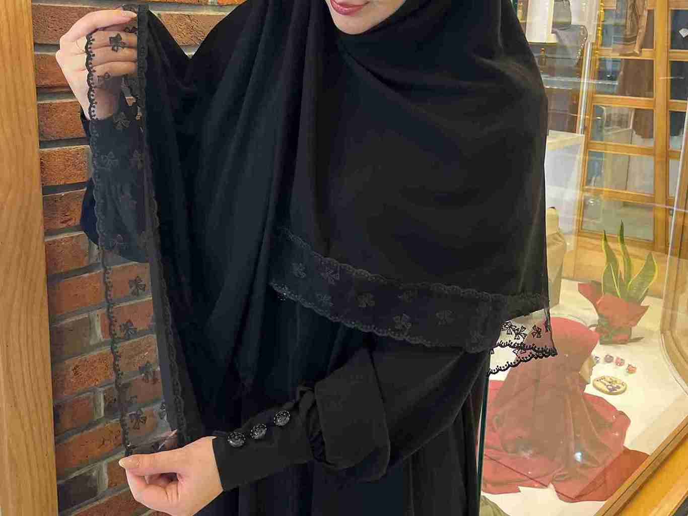 تصویر 4 از قیمت عمده روسری مشکی تور دانتل + تولیدی