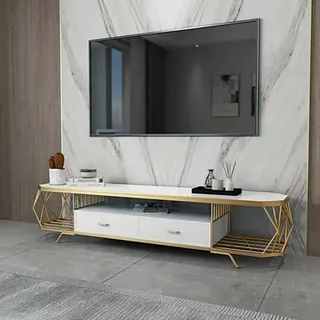 تصویر 1 از انواع میز تلویزیون فلزی سطح صاف و مقاوم در برابر ضربه و خراش