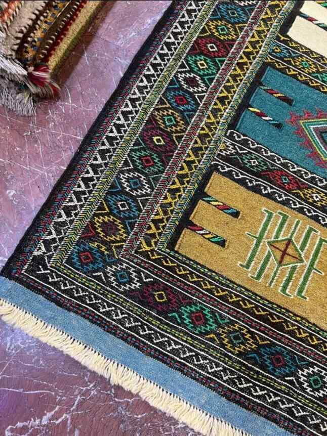 گلیم سوماک دست بافت قوچان خراسان سه رنگ