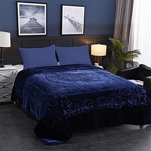 تصویر 3 از پتو گلبافت سرمه ای لوکس با ظاهر شیک