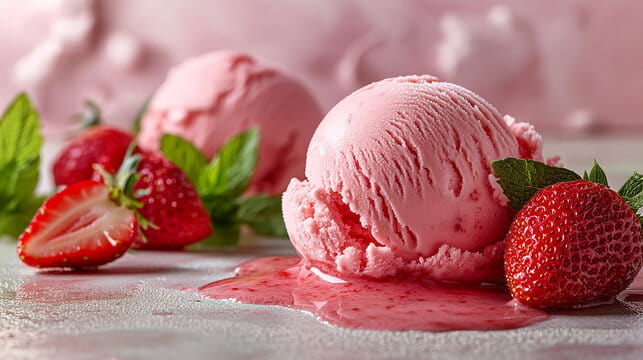 تصویر 2 از بستنی توت فرنگی ساده با بافت نرم و لطیف