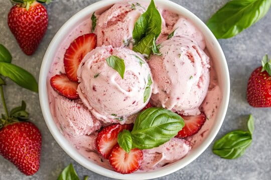 تصویر 1 از بستنی توت فرنگی ساده با بافت نرم و لطیف