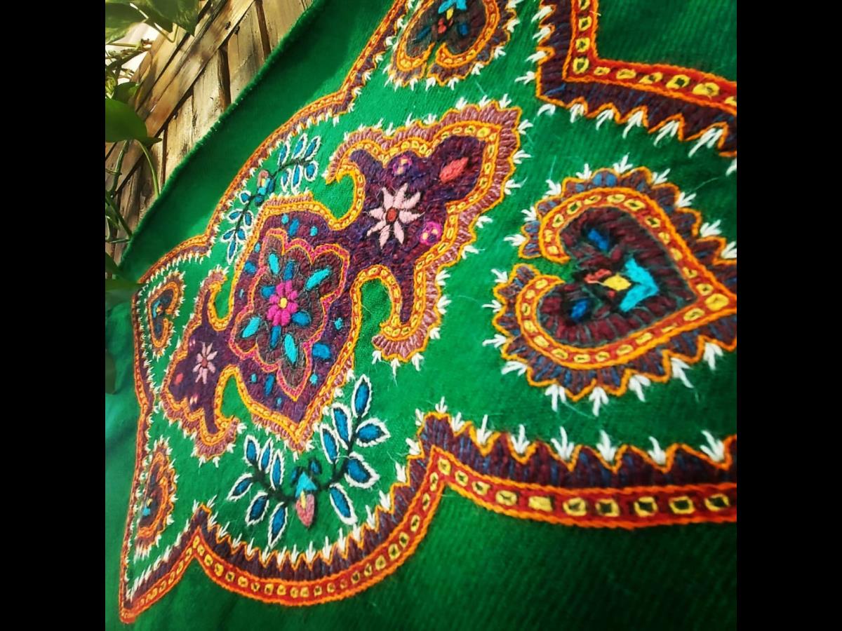 تصویر 3 از جانماز پته سبز نخی سنتی هنر اصیل کرمان