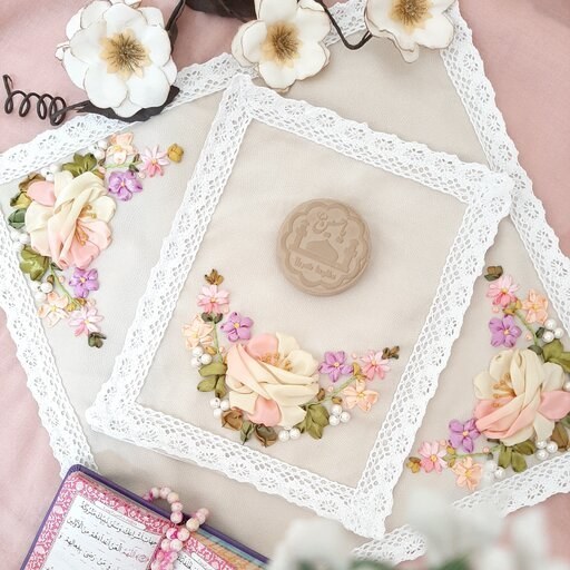 تصویر 2 از سجاده و جانماز عروس ابریشمی دانتل دار