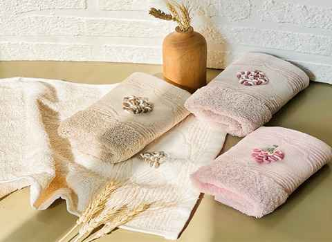 تصویر 3 از حوله دست و صورت عروس الیاف طبیعی مقاوم در شستشو