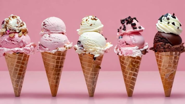 بستنی قیفی میوه ای با ترکیب طعم های تابستانی و سالم