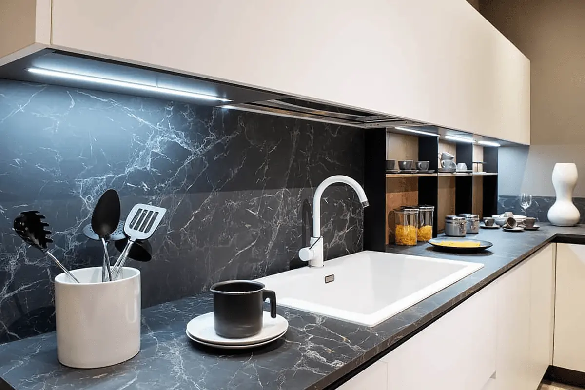 سنگ تراورتن سیاه رنگ عمیق هماهنگ فضا های امروزی