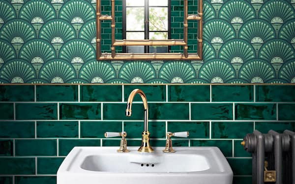 کاشی حمام سبز یشمی با جلوه مات و براق