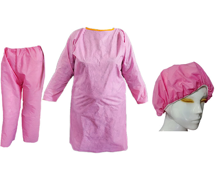 تصویر 3 از گان صورتی مخصوص مراقبت و محافظت با لایه مقاوم