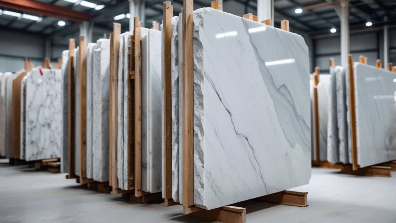 تصویر 3 از سنگ مرمریت سفید رگه دار مناسب پوشش شومینه و قاب‌ بندی دیوار ها