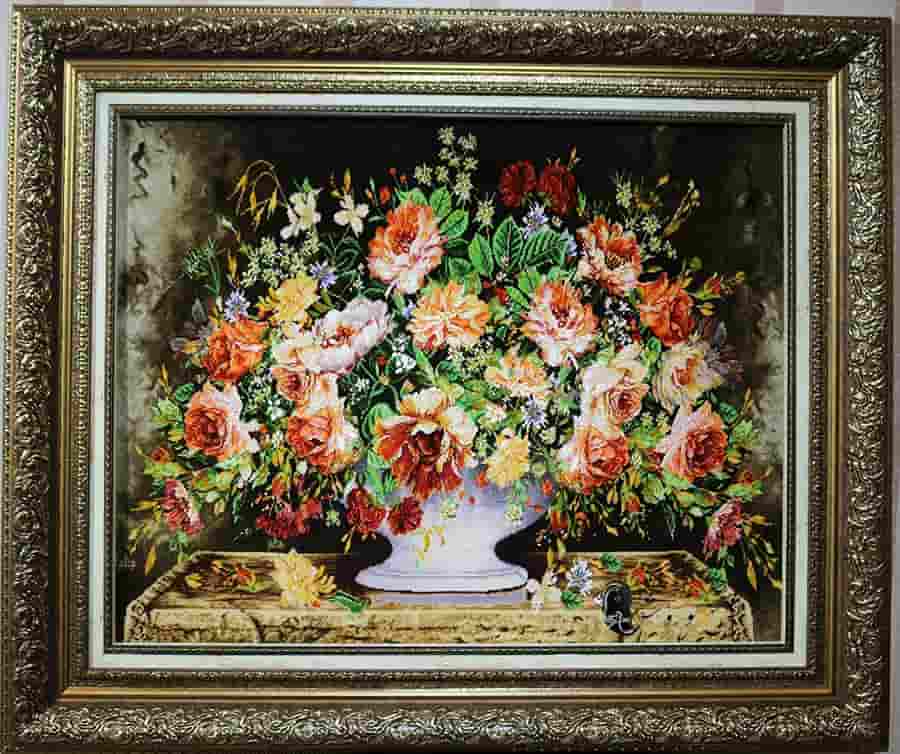 تصویر 1 از تابلو فرش گل و طبیعت مناسب فضای پذیرایی منزل