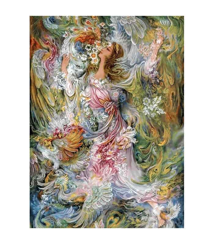 تصویر 3 از تابلو فرش طرح مینیاتور الهام گرفته از هنر ایرانی