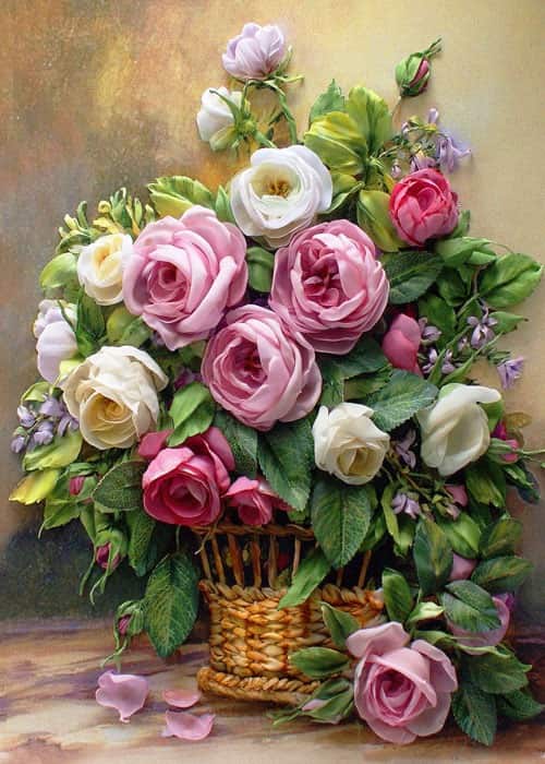 تابلو فرش طرح گل کلاسیک با رنگ آرام و ملایم مخصوص دکوراسین