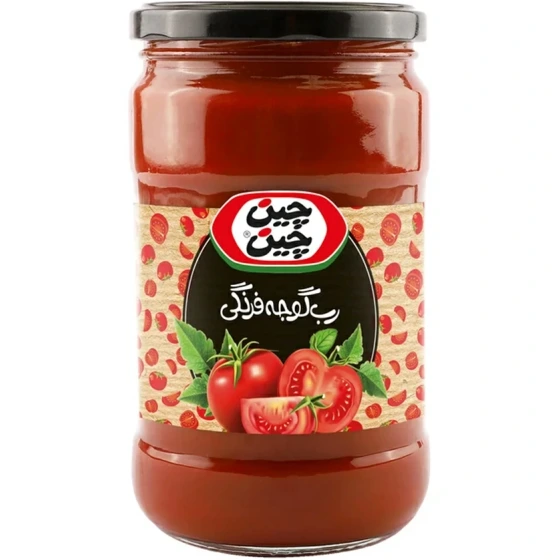 رب گوجه فرنگی شیشه ای چین چین خوش طعم با بافت یکنواخت