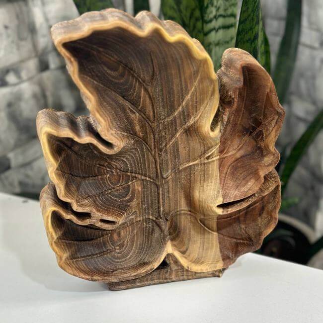 تصویر 2 از آجیل خوری چوبی طرح برگ مناسب میز های پذیرایی کلاسیک