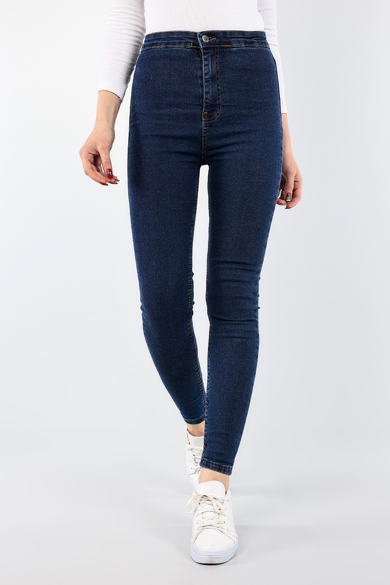 تصویر 1 از شلوار جین سرمه ای زنانه با فیت چسبان و سایز بندی مختلف