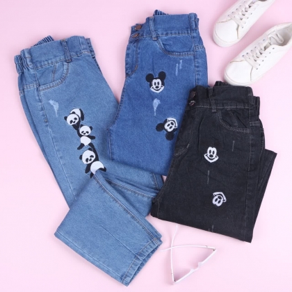 شلوار جین سایز 46 استریت ساده با رنگ خاکستری