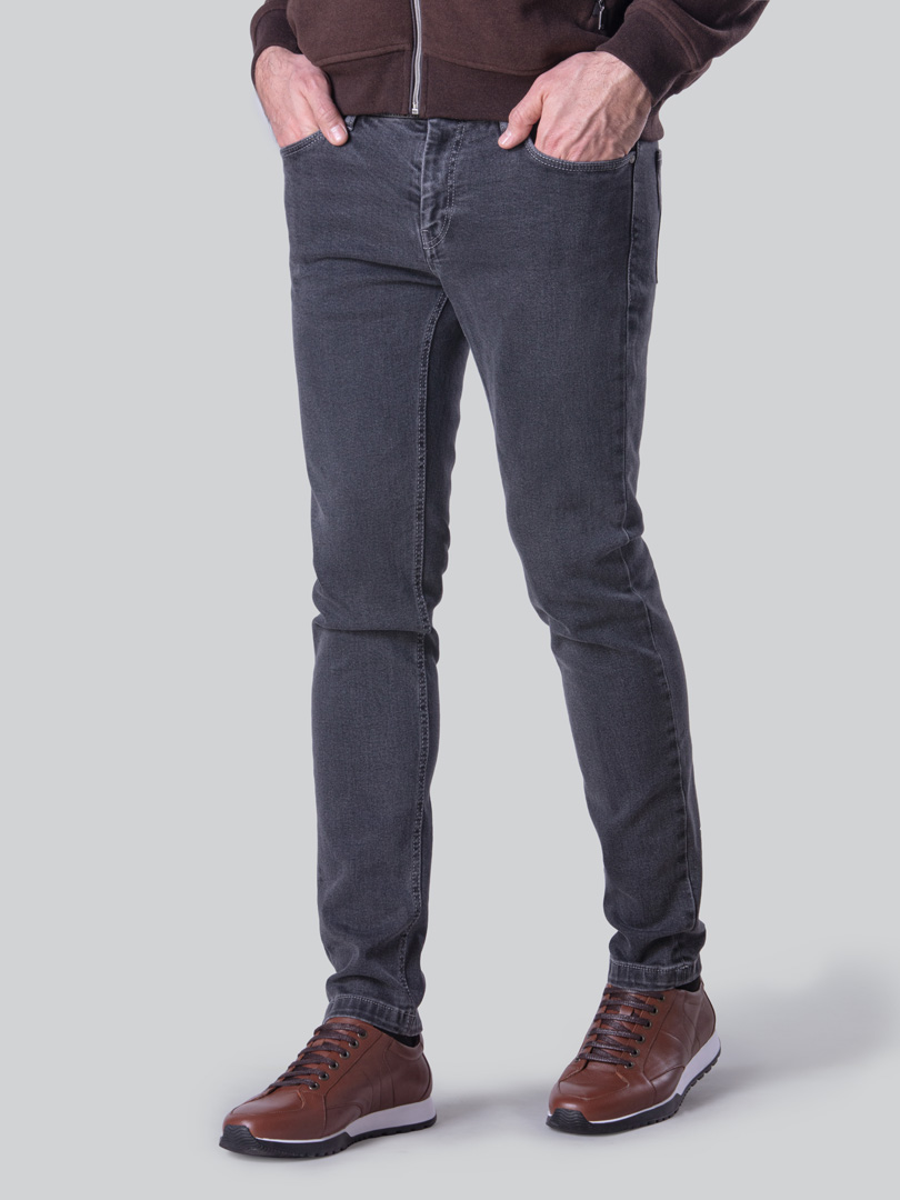 شلوار جین ذغالی زنانه بگ با برش عریض و جیب های کاربردی