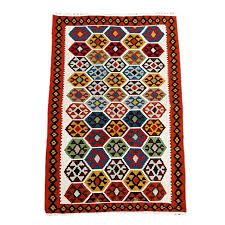 تصویر 1 از گلیم دستبافت قدیمی میراث بافندگی روستایی نقوش هندسی