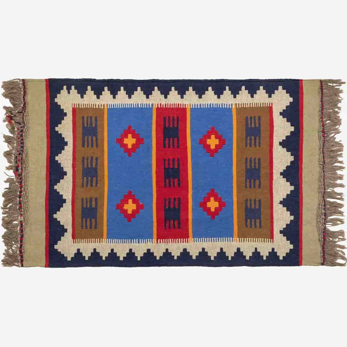 تصویر 3 از گلیم دستبافت قدیمی میراث بافندگی روستایی نقوش هندسی