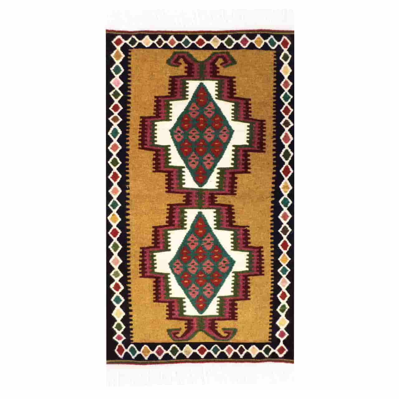 تصویر 4 از گلیم دستبافت قدیمی میراث بافندگی روستایی نقوش هندسی