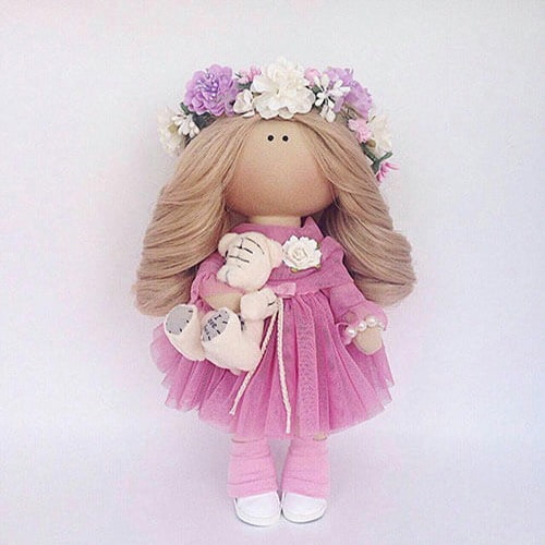 تصویر 1 از عروسک صورتی دخترانه با پارچه ضد لک