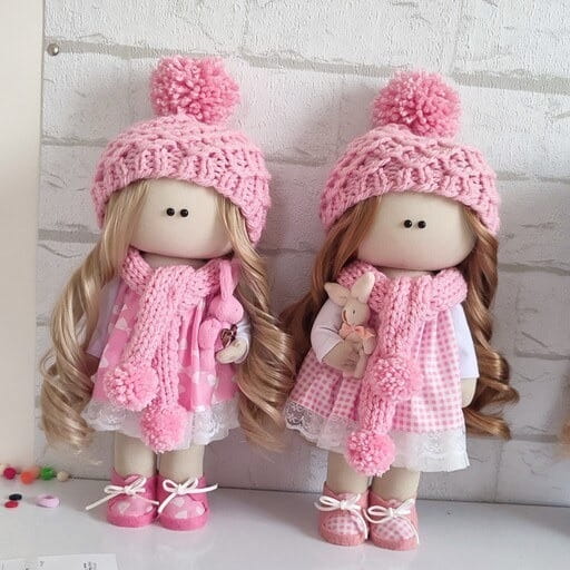 عروسک صورتی دخترانه با پارچه ضد لک