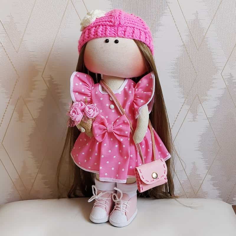 تصویر 4 از عروسک صورتی دخترانه با پارچه ضد لک