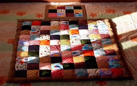 پتو چهل تیکه بافت نواری رنگارنگ و لطیف