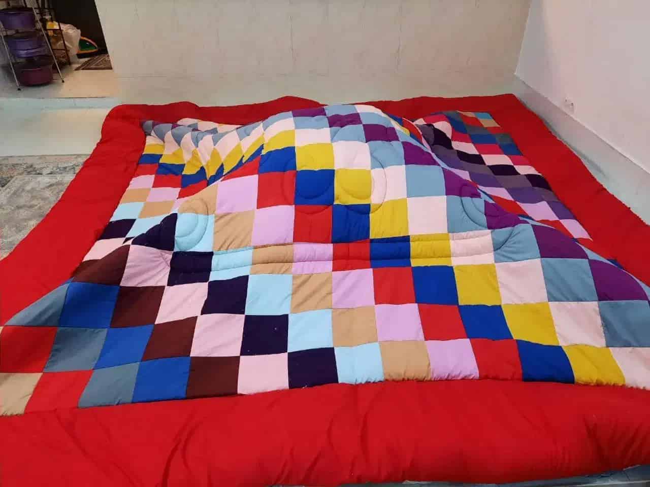 تصویر 4 از پتو چهل تیکه بافت نواری رنگارنگ و لطیف