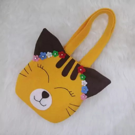 تصویر 1 از کیف نمدی طرح گربه با بافت نرم و دوخت محکم و باکیفیت