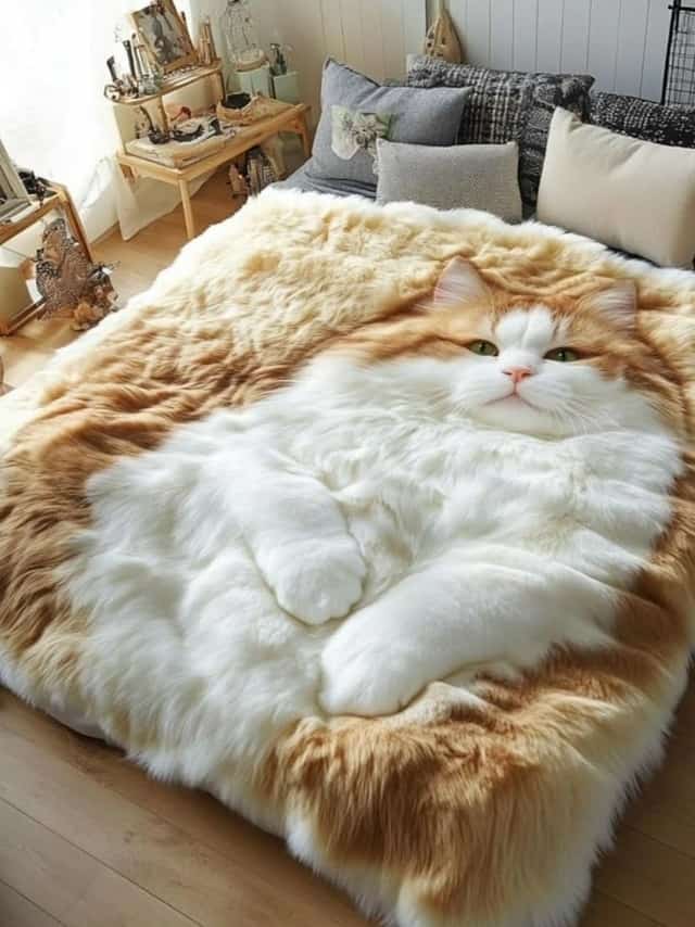 پتو خزدار طرح گربه فانتزی با الیاف سبک و قابل شست‌ و شو