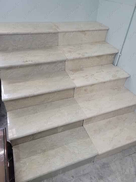 سنگ تراورتن پله پرداخت مات مناسب تردد سنگین