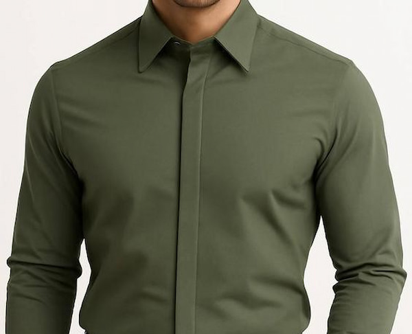 تصویر 1 از پیراهن مردانه سبز زیتونی شیک و با کیفیت برای استایل رسمی و روزمره