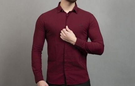 تصویر 4 از پیراهن مردانه زرشکی با پارچه مقاوم و دوخت استاندارد