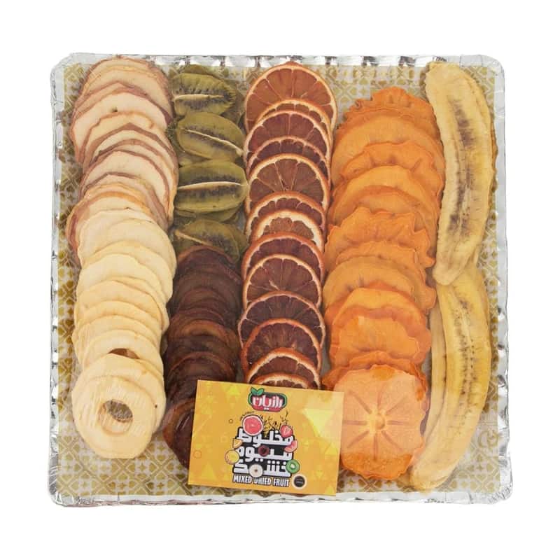 میوه خشک مخلوط رازیان 250 گرمی چیدمان منظم و استاندارد