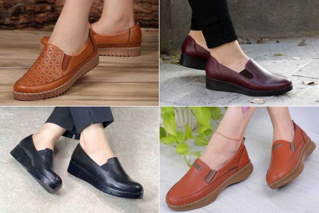 کفش چرم راحتی زنانه مدل ارگونومیک با حمایت قوس پا