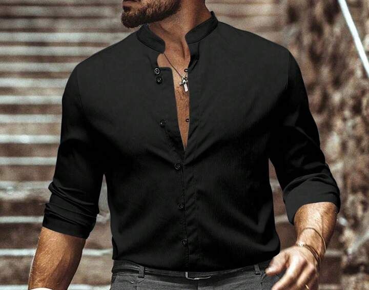 تصویر 3 از پیراهن مردانه مشکی مجلسی جذاب برای هدیه دادن به آقایان