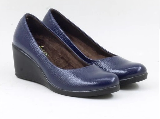 تصویر 1 از کفش چرم سرمه ای زنانه استایل رسمی خطی وقار