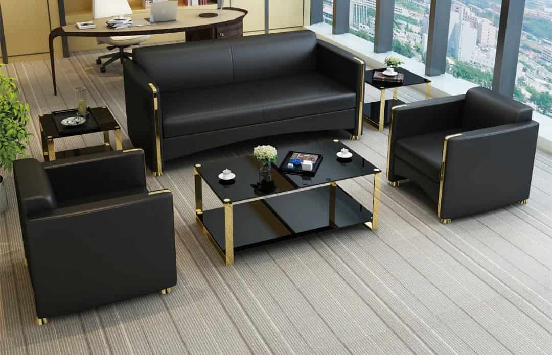 مبلمان اداری حسنی با روکش چرمی و دوام طولانی