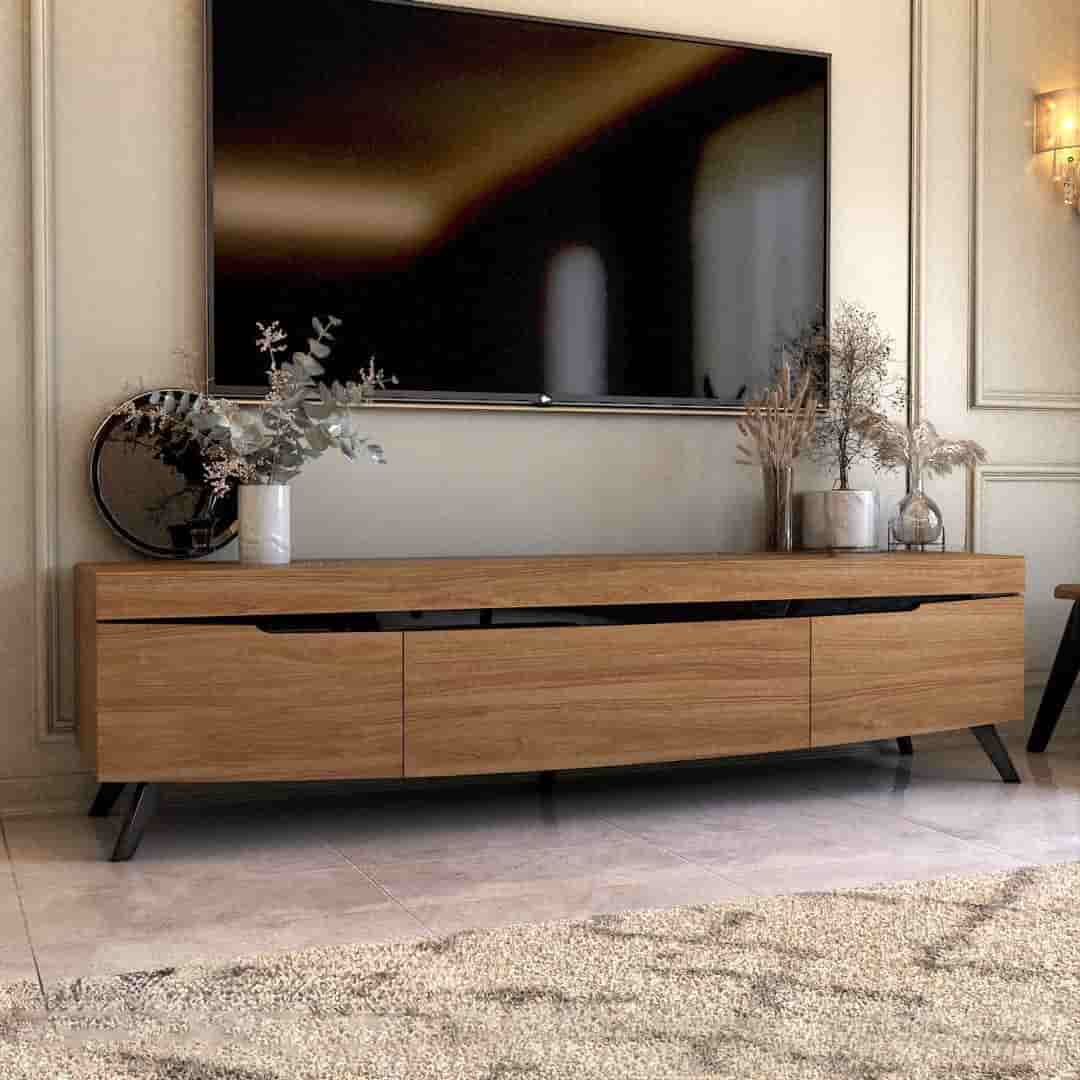 تصویر 3 از میز تلویزیون مدل جردن چوبی طبیعی و مقاوم